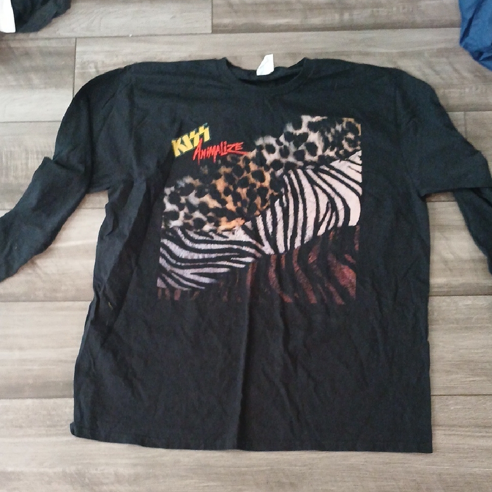 Kiss Plus Size Black Animal Print Long Sleeve Tee